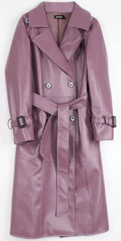 Nerazzurri Purple/Black Long Leather Trench Coat - Nxt Moda