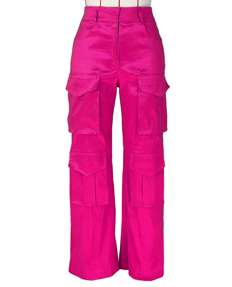 Satin Multi Pockets Cargo Pants - Nxt Moda