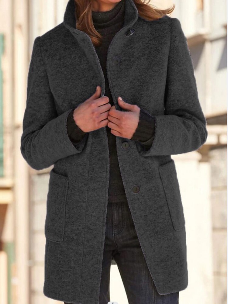 Autumn Solid Single Breasted Coat - Nxt Moda