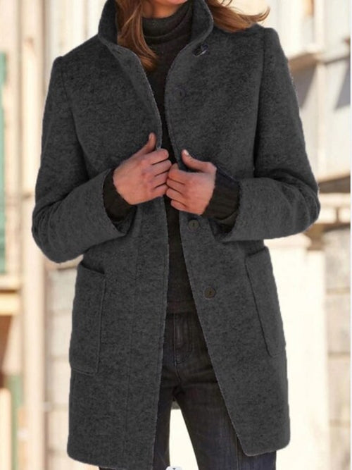 Autumn Solid Single Breasted Coat - Nxt Moda