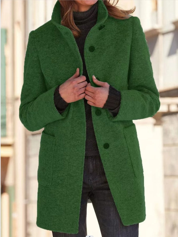 Autumn Solid Single Breasted Coat - Nxt Moda