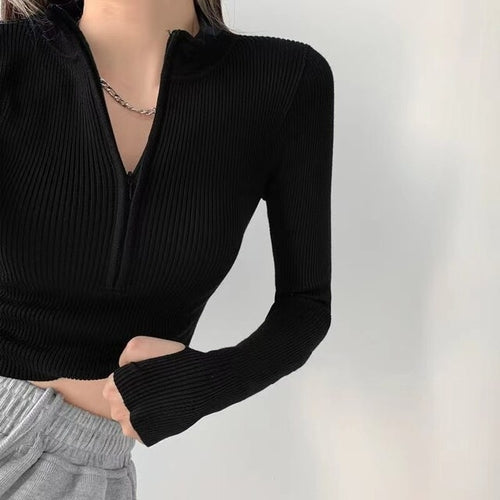 Elegant Zipper Knitted Sweater - Nxt Moda