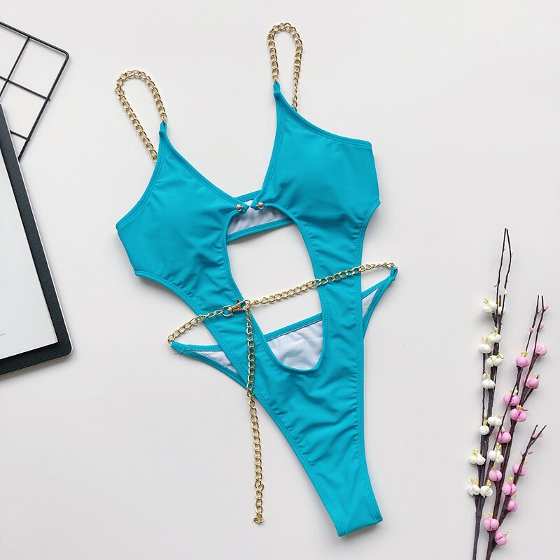 Sexy Chain Thong One Piece Swimsuit - Nxt Moda