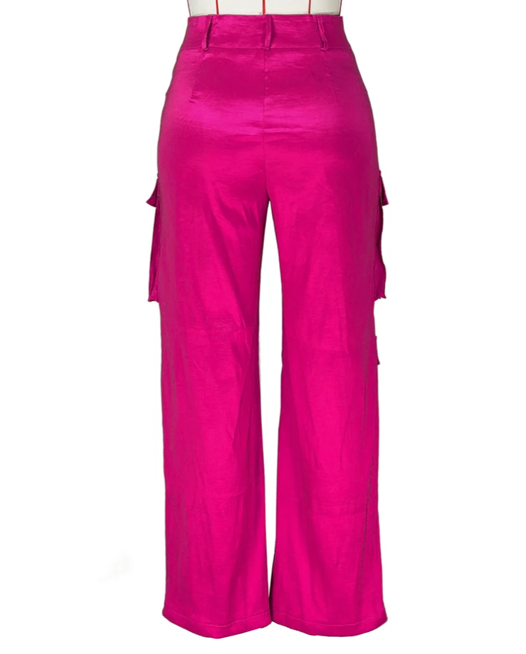 Satin Multi Pockets Cargo Pants - Nxt Moda