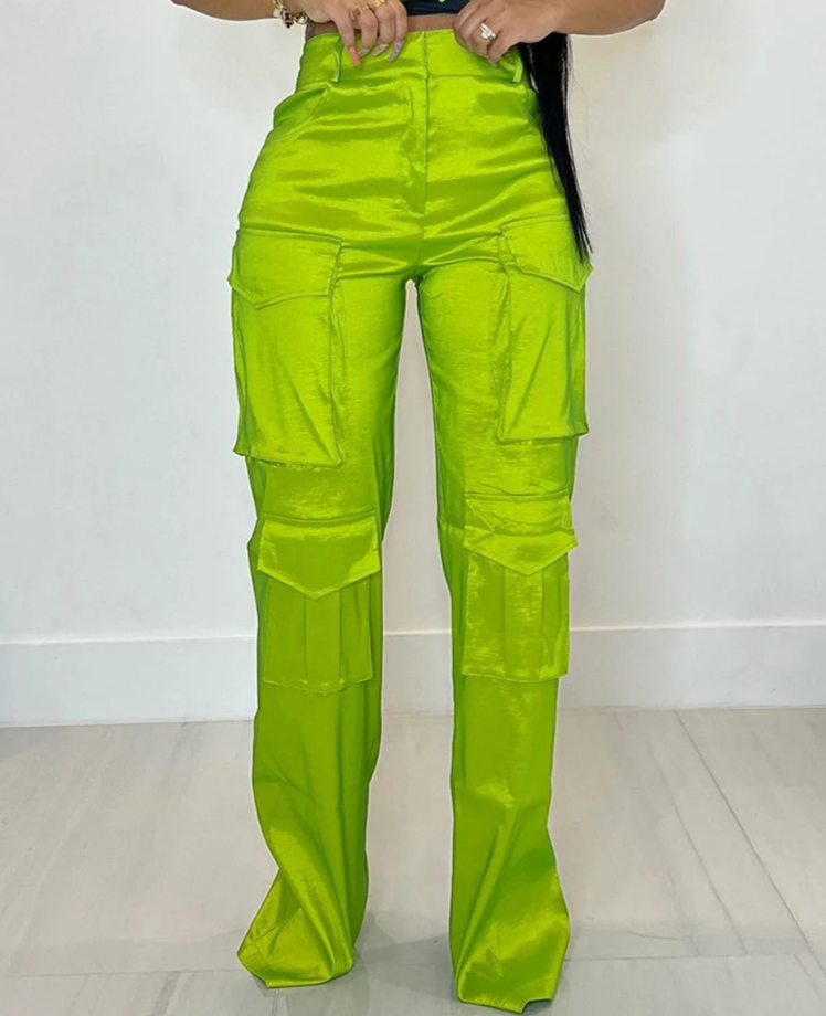 Satin Multi Pockets Cargo Pants - Nxt Moda
