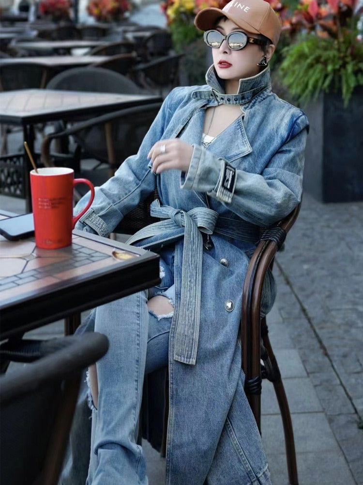 Autumn Denim Long Coat - Nxt Moda