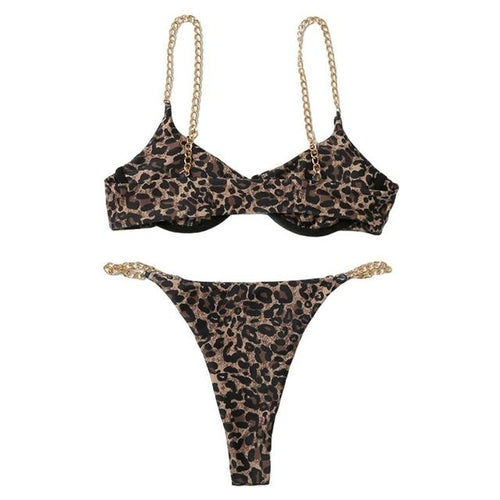 Two Piece Leopard Red | Red Leopard Women Bikini | Bikini Set - Nxt Moda