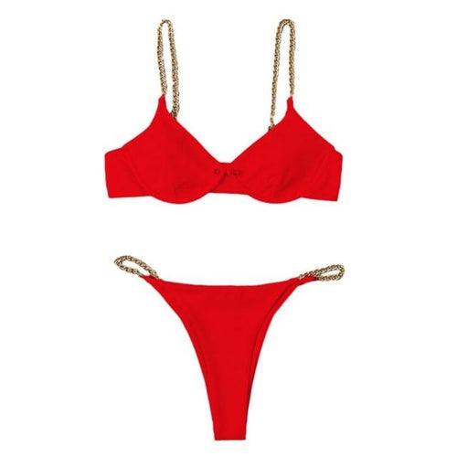 Two Piece Leopard Red | Red Leopard Women Bikini | Bikini Set - Nxt Moda