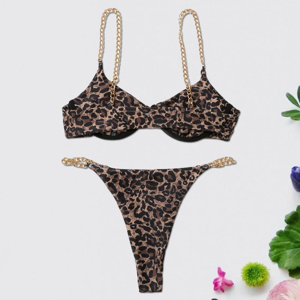 Two Piece Leopard Red | Red Leopard Women Bikini | Bikini Set - Nxt Moda