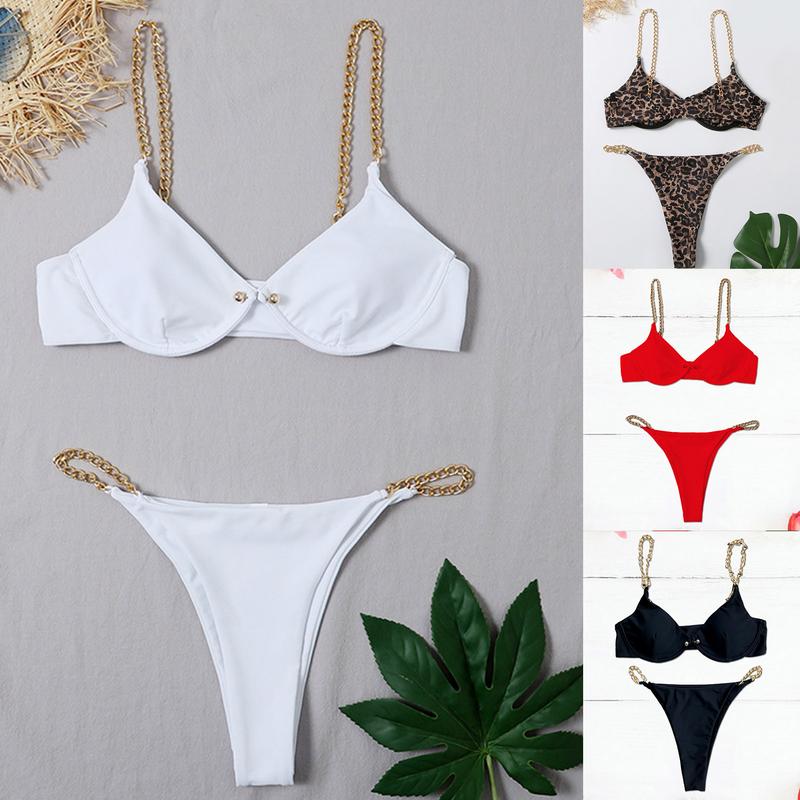 Two Piece Leopard Red | Red Leopard Women Bikini | Bikini Set - Nxt Moda