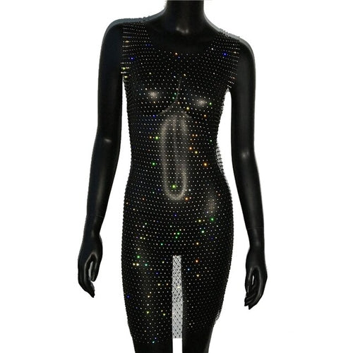 Sexy Rhinestone Sparkly Beach Cover Up Dress - Nxt Moda