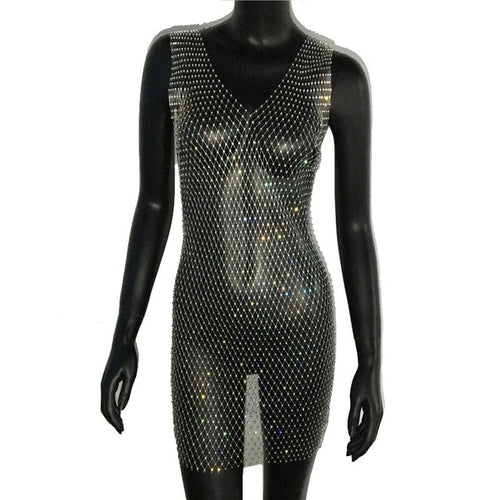 Sexy Rhinestone Sparkly Beach Cover Up Dress - Nxt Moda