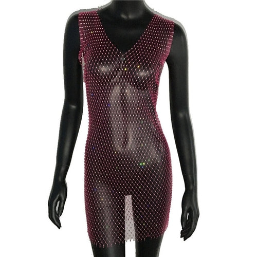 Sexy Rhinestone Sparkly Beach Cover Up Dress - Nxt Moda