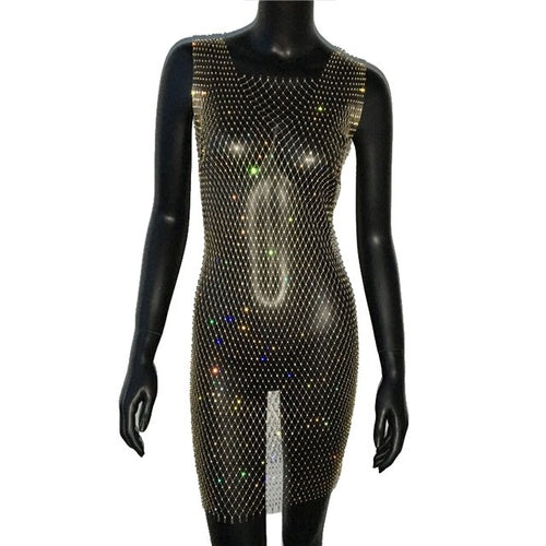 Sexy Rhinestone Sparkly Beach Cover Up Dress - Nxt Moda