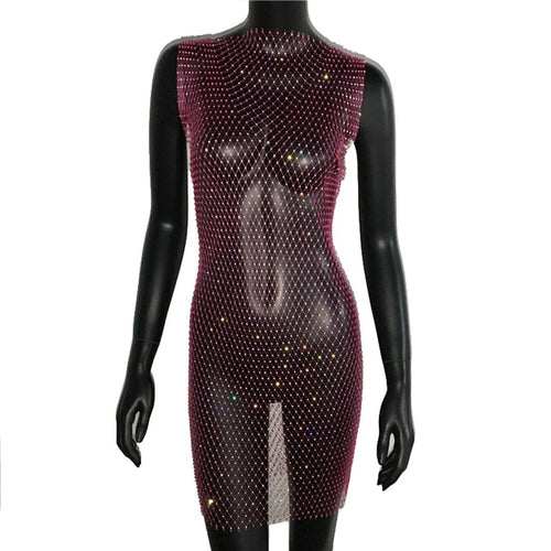 Sexy Rhinestone Sparkly Beach Cover Up Dress - Nxt Moda