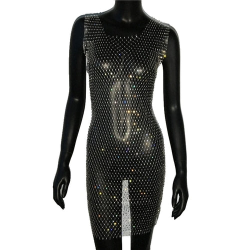 Sexy Rhinestone Sparkly Beach Cover Up Dress - Nxt Moda