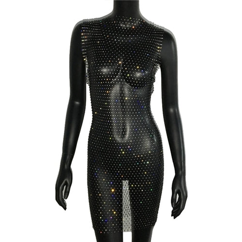 Sexy Rhinestone Sparkly Beach Cover Up Dress - Nxt Moda