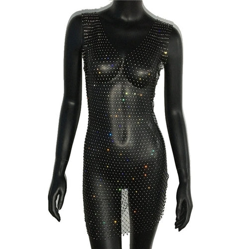 Sexy Rhinestone Sparkly Beach Cover Up Dress - Nxt Moda