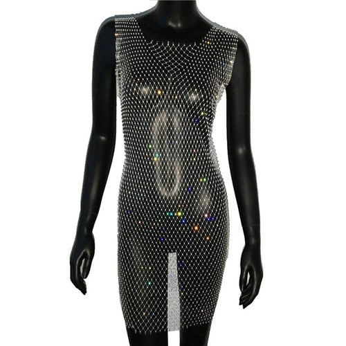 Sexy Rhinestone Sparkly Beach Cover Up Dress - Nxt Moda