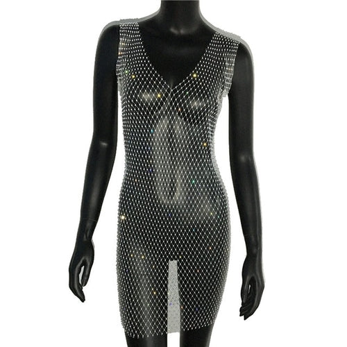 Sexy Rhinestone Sparkly Beach Cover Up Dress - Nxt Moda