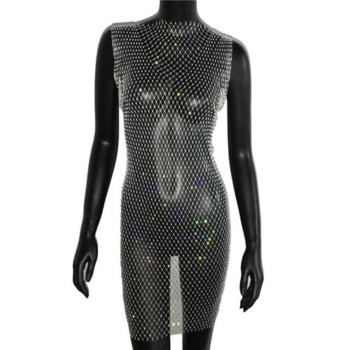 Sexy Rhinestone Sparkly Beach Cover Up Dress - Nxt Moda
