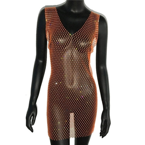 Sexy Rhinestone Sparkly Beach Cover Up Dress - Nxt Moda
