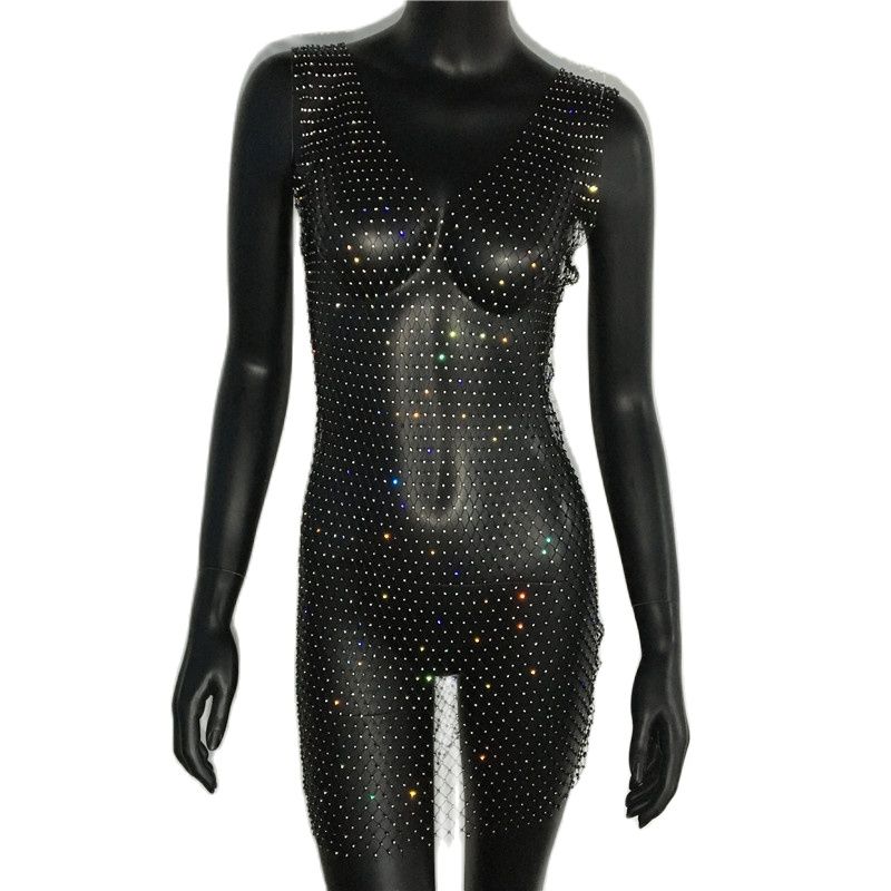 Sexy Rhinestone Sparkly Beach Cover Up Dress - Nxt Moda