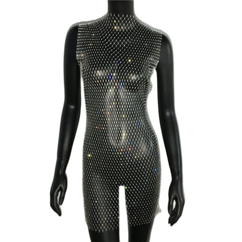 Sexy Rhinestone Sparkly Beach Cover Up Dress - Nxt Moda