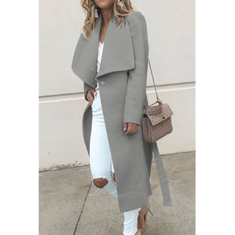 Loose Long Sleeved Wool Coat - Nxt Moda