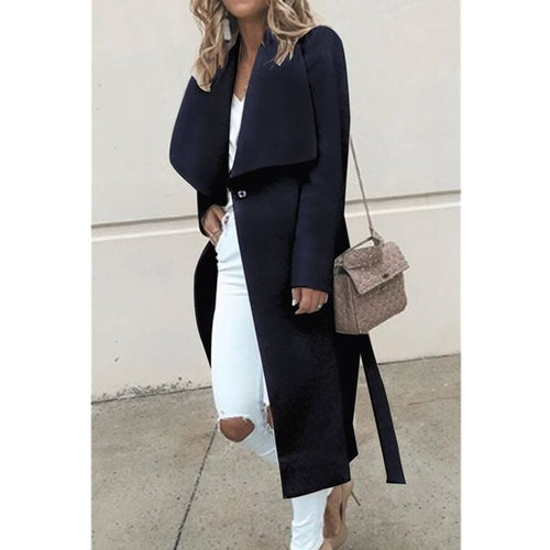 Loose Long Sleeved Wool Coat - Nxt Moda