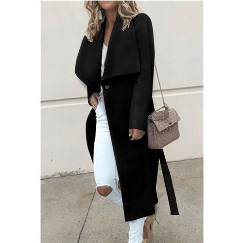 Loose Long Sleeved Wool Coat - Nxt Moda