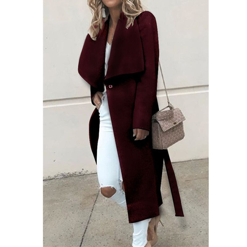 Loose Long Sleeved Wool Coat - Nxt Moda