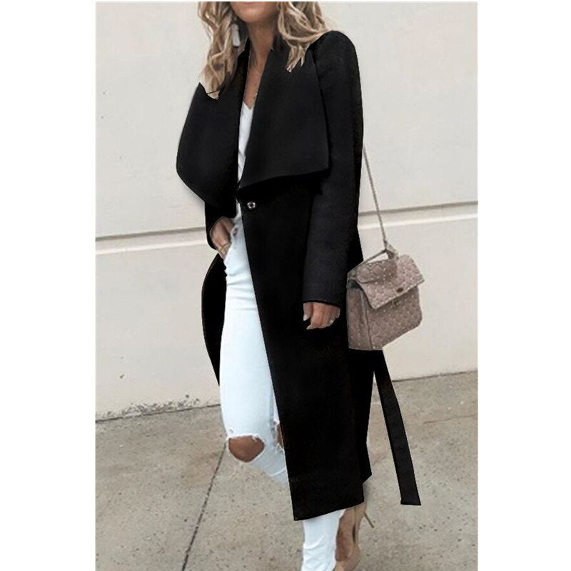 Loose Long Sleeved Wool Coat - Nxt Moda