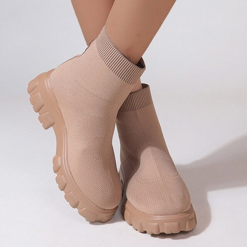 Low Chunky Platform Knitted Boots - Nxt Moda
