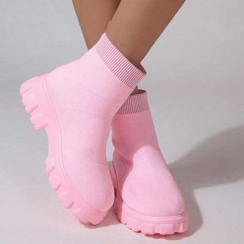Low Chunky Platform Knitted Boots - Nxt Moda