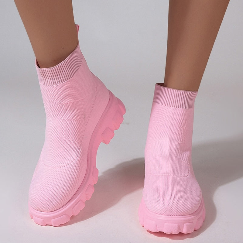 Low Chunky Platform Knitted Boots - Nxt Moda