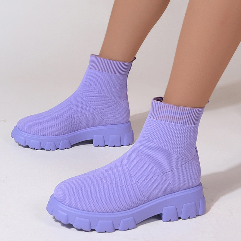 Low Chunky Platform Knitted Boots - Nxt Moda
