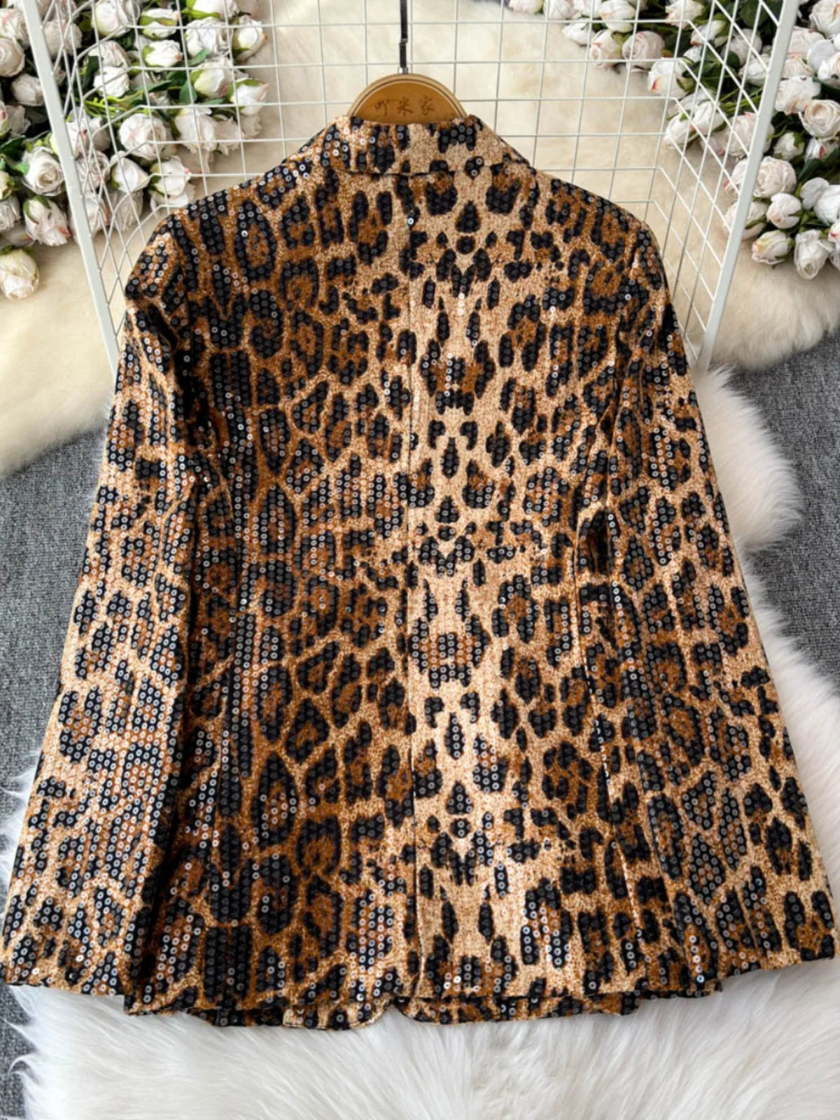 Street Style Leopard Print Blazer Women's Loose Sequined Coat - Nxt Moda