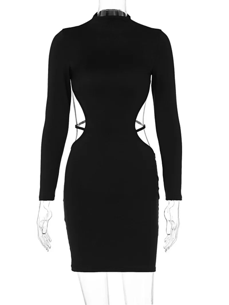 Elegant Sexy Backless Long Sleeve Evening Mini Dress