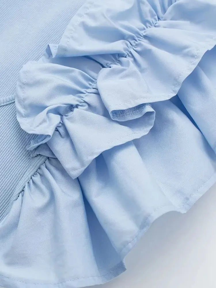 Ruffle Sleeve Knit Top - Nxt Moda