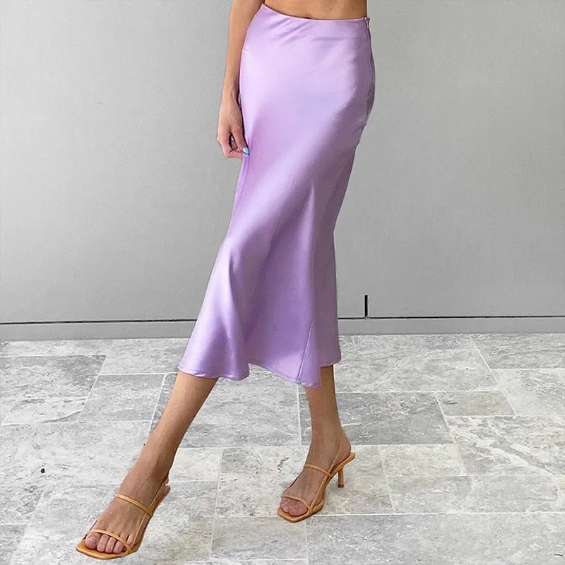 Heather Elegant Satin Maxi Skirt - Nxt Moda
