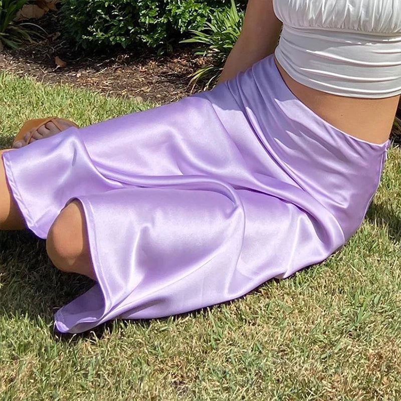 Heather Elegant Satin Maxi Skirt - Nxt Moda