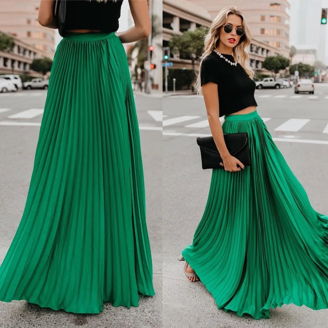 Stephanie Pleated A-Line Maxi Skirt - Nxt Moda