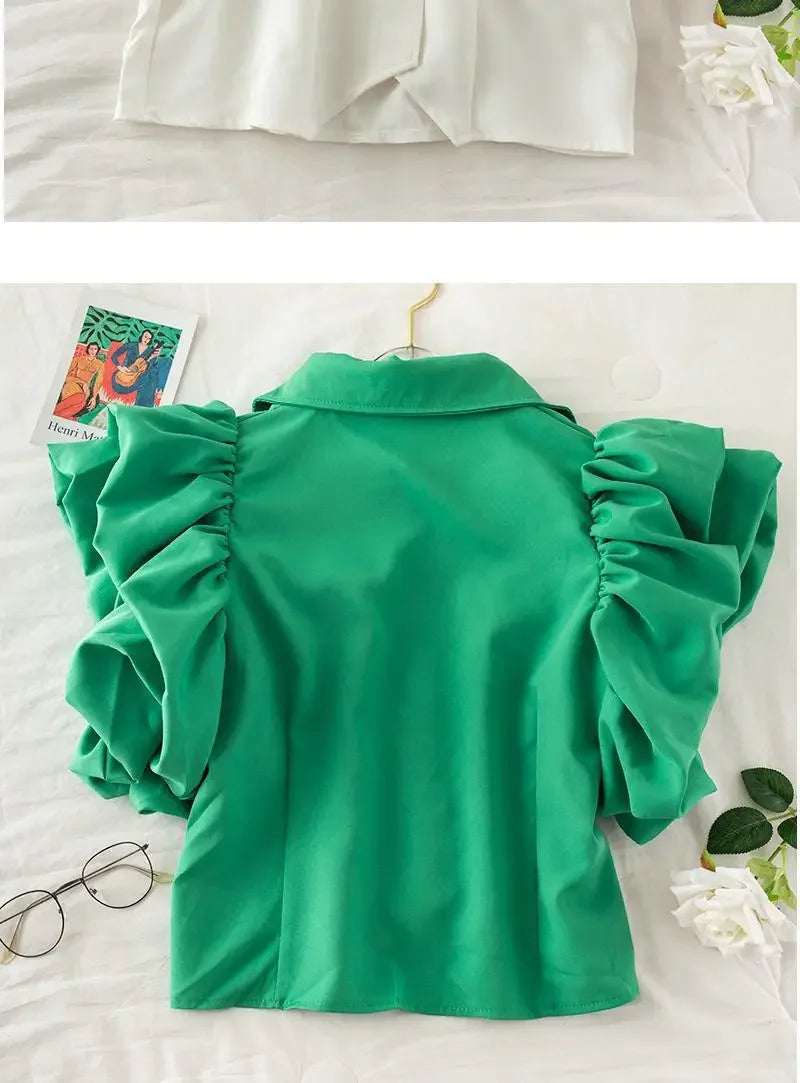 Pleated Ruffle Top - Nxt Moda
