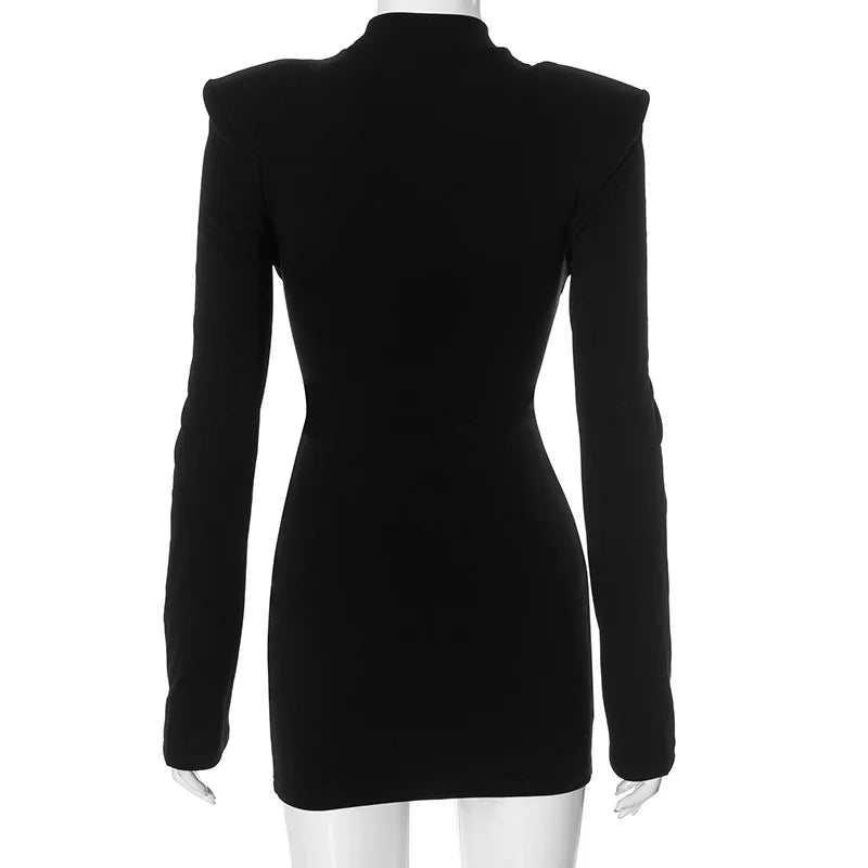 Sexy Women Low Cut Out Elegant Black Mini Wrap Dress