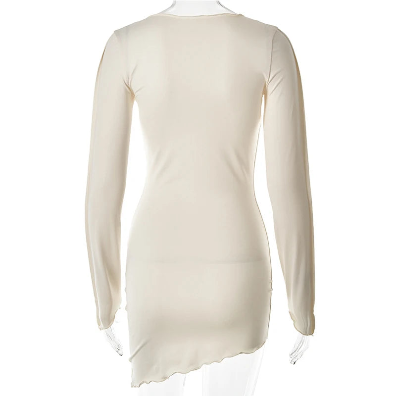 Sexy Solid Patchwork O Neck Mini Dress