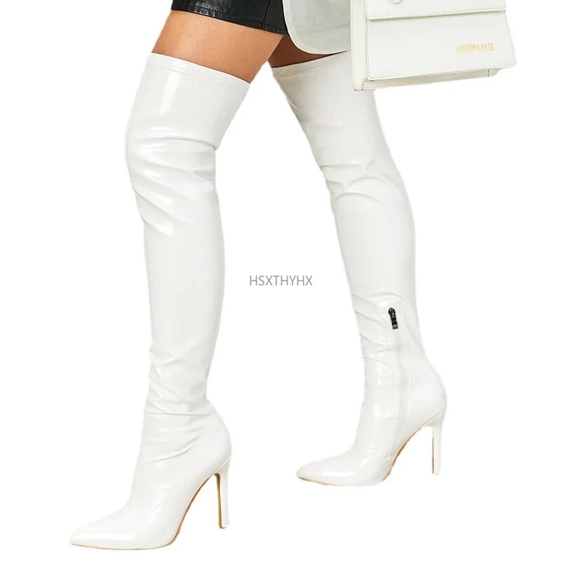 Sexy Stiletto Patent Thigh High Boots - Nxt Moda