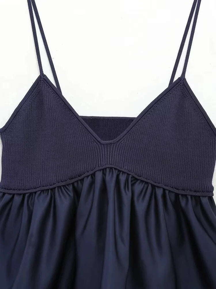 Navy Blue Knitted Cami Top - Nxt Moda
