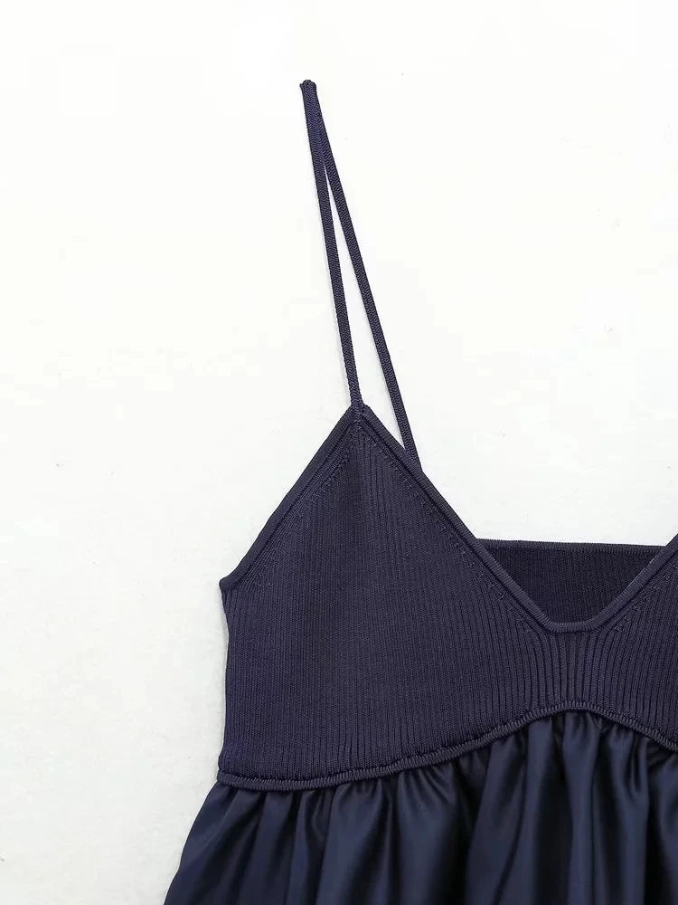 Navy Blue Knitted Cami Top - Nxt Moda