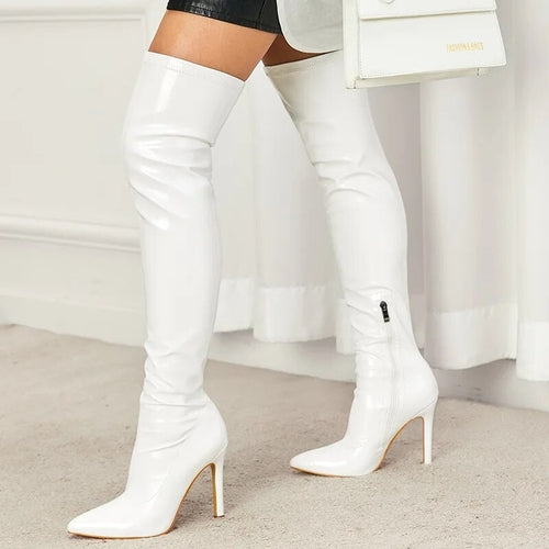 Sexy Stiletto Patent Thigh High Boots - Nxt Moda